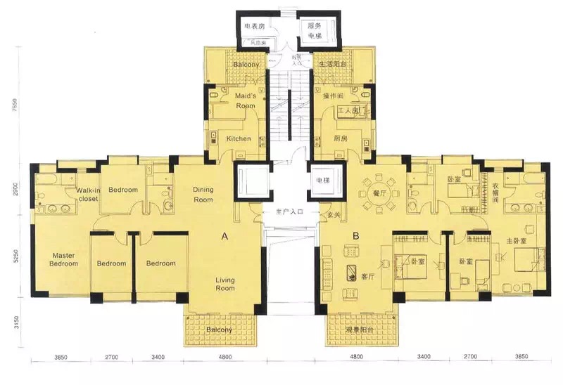 图三:板塔结合楼层平面图