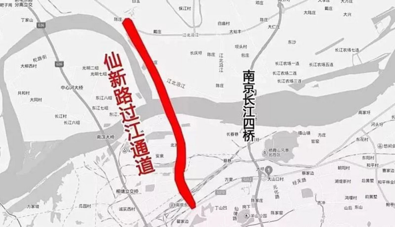 仙新路过江通道示意图