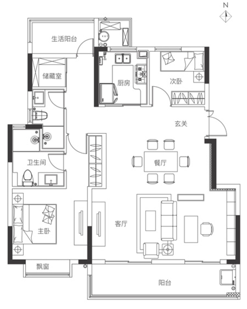 旭辉翡翠江来118㎡户型